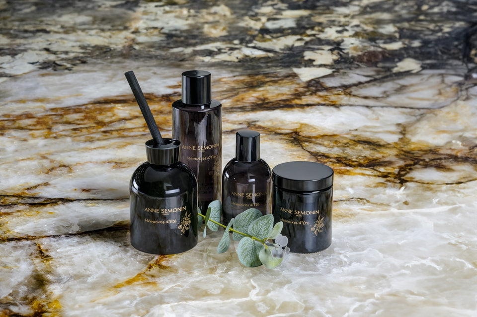 Diffuseur, Bougie, Vaporisateur Mémoires d'été sur plateau de marbre